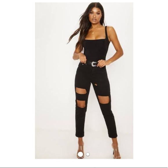PrettyLittleThing Pants - Pretty Little Thing Black Distressed Jeans